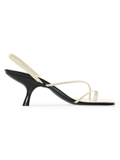 The Row Rai Patent Leather Strappy Kitten-heel Sandals In White