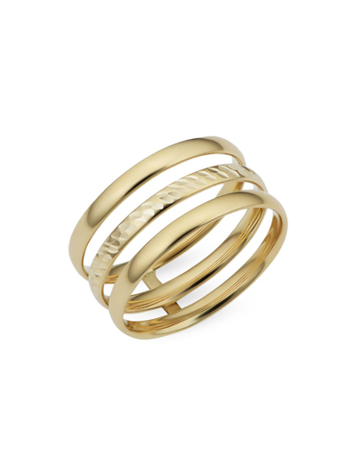 Oradina 14k Yellow Solid Gold Triple Threat Ring In Yellow Gold