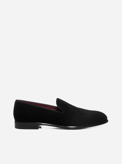 Dolce & Gabbana Leonardo Velvet Slippers In Black