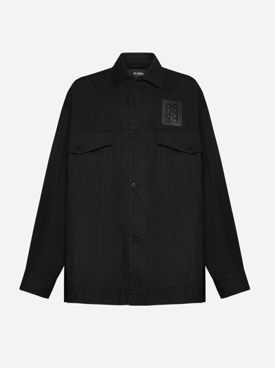 Raf Simons Logo-print Denim Jacket In Black