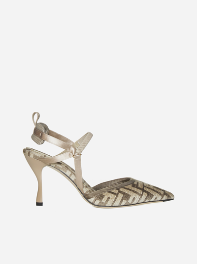 Fendi Colibri Ff Jacquard Slingback Pump In Dove,grey,beige