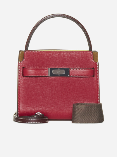 Tory Burch Petite Lee Radziwill Pebbled Double Bag In Red