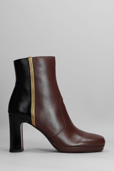 Chie Mihara Ukeda High Heels Ankle Boots In Dark Brown Leather