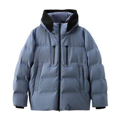 Woolrich Menswear Seam Sealed Waterproof Down Jacket With Detachable Logo Wool Visor In Winter Sky
