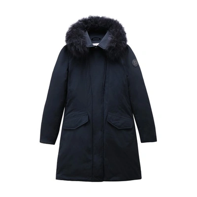Woolrich Modern Vail Parka With Detachable Cashmere Fur In Melton Blue