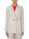 Alysi Checked Double-breasted Jacket In Beige