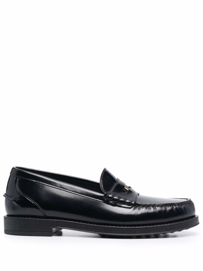 Tod's Gomma Basso 59c Leather Loafers In Black