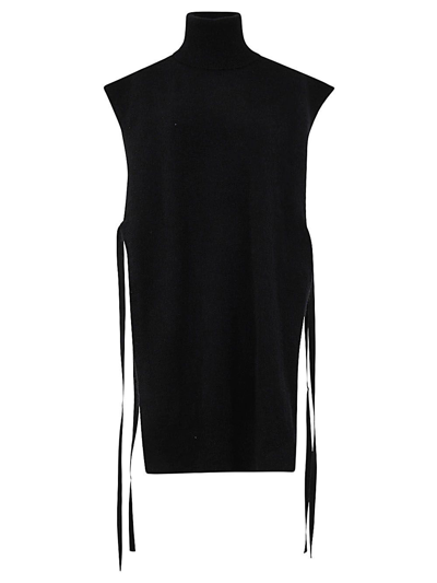 Uma Wang Turtle Neck Knit Top In Black