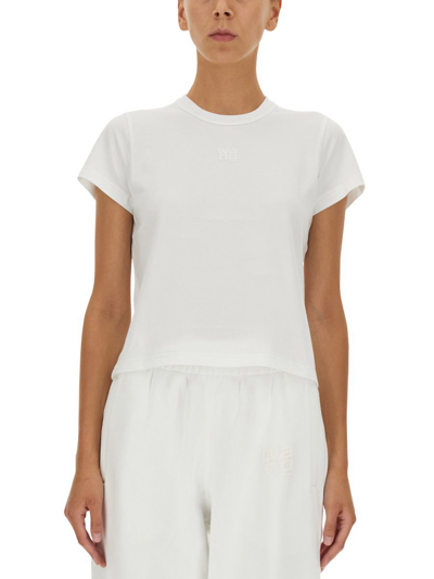 Alexander Wang T Puff Logo Bound Neck Essential Shrunk T-shirt In White