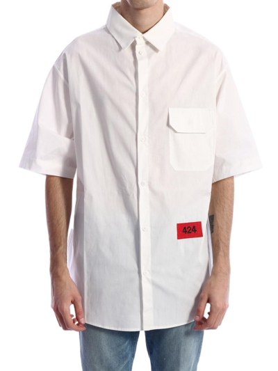 424 Button Down Flap Pocket Shirt In White