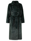 Betta Corradi Double Breasted Belted Coat In Green