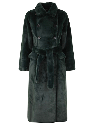 Betta Corradi Double Breasted Belted Coat In Green