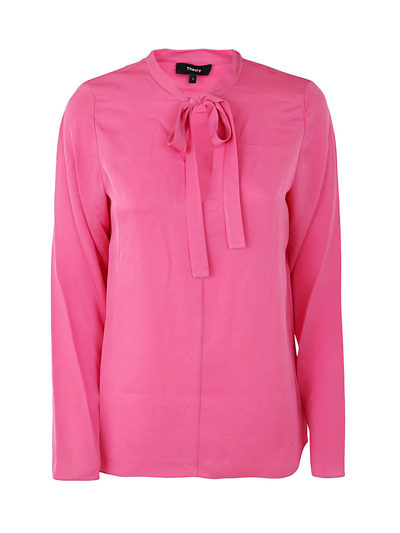 Theory Classic Silk Shirt With Knot In White