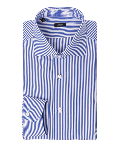 Barba Stripe-print Cotton Shirt In Light Blue