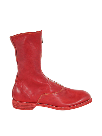 Guidi Front Zip Boots In Red