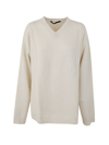 Sofie D'hoore V-neck Edge Sweater Knit Oatmeal In White