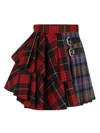Roberto Cavalli Check-pattern Pleated Mini Skirt In Red