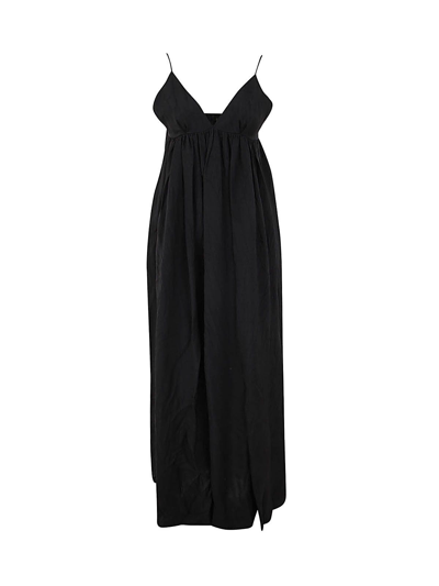 Uma Wang V-neck Empire-line Midi Dress In Black
