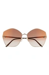 Cartier 63mm Gradient Oversize Geometric Sunglasses In Gold