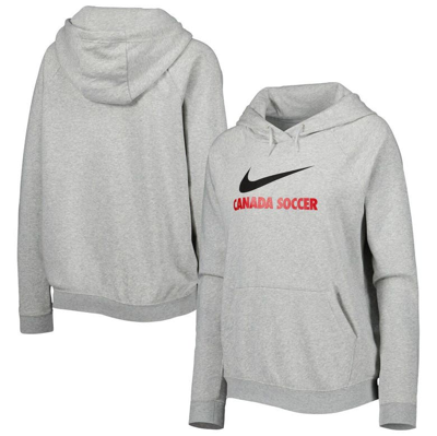 Nike Heather Gray Canada Soccer Lockup Varsity Fleece Raglan Pullover Hoodie