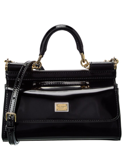 Dolce & Gabbana Black Sicily Small Patent Leather Cross Body Bag