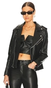 Deadwood + Net Sustain River Leather Biker Jacket In Black