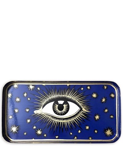 Les-ottomans Tablett Mit Augen-motiv In Blue