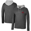 Colosseum Black Arkansas Razorbacks Ballot Waffle-knit Thermal Long Sleeve Hoodie T-shirt In Black
