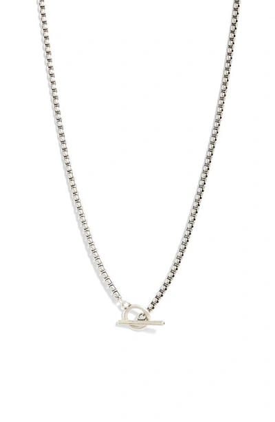 Nordstrom Box Chain Toggle Necklace In Silver Oxidized