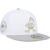 NEW ERA NEW ERA WHITE/GRAY CLEVELAND BROWNS 75TH ANNIVERSARY GOLD UNDERVISOR 59FIFTY FITTED HAT