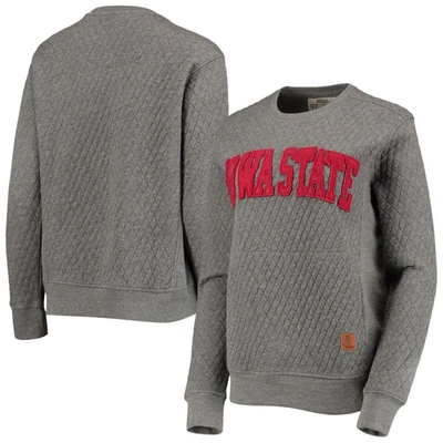 Pressbox Heathered Gray Iowa State Cyclones Moose Applique Quilted Pullover Sweatshirt In Heather Charcoal