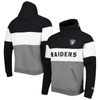 New Era Men's  Silver And Black Las Vegas Raiders Colorblock Current Pullover Hoodie In Silver