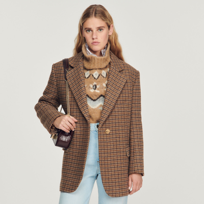 Sandro Oversized Tailored Jacket In Brown