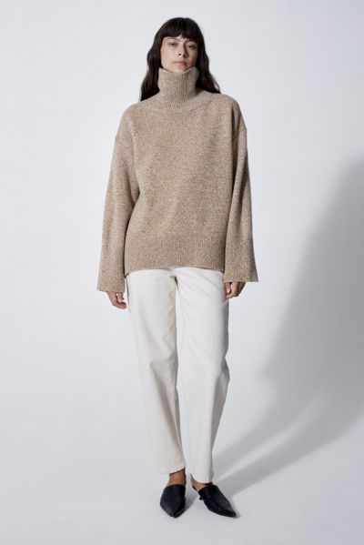 House Of Dagmar Mazzy Turtleneck In Caramel Mouline
