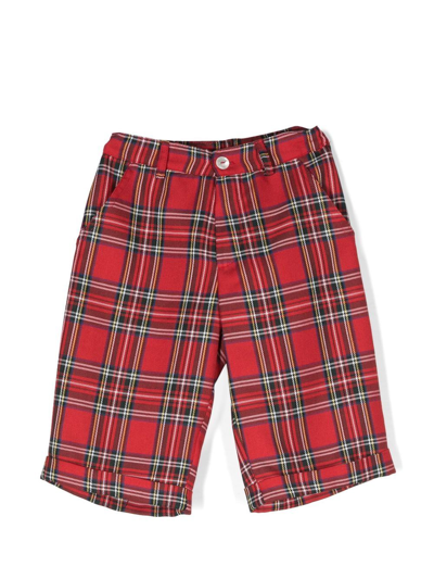 Mariella Ferrari Kids' Tartan-print Knee-length Shorts In Rossa