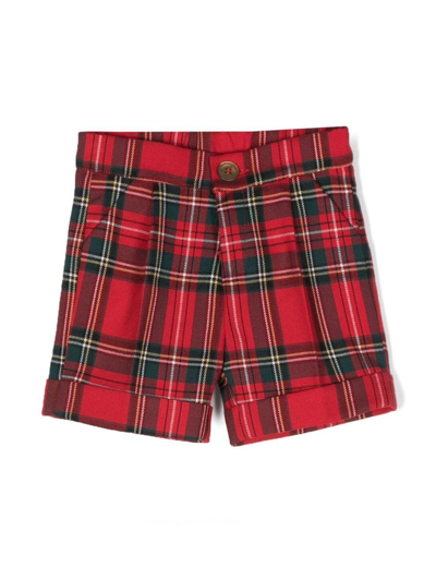 La Stupenderia Babies' Tartan-print Tailored Shorts In Red