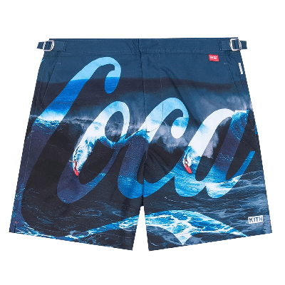 Pre-owned Kith X Coca-cola X Orelebar Brown Bulldog Swim Trunk 'dropping In/black' In Blue