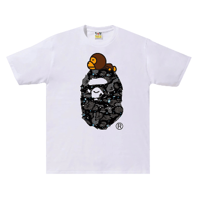 Pre-owned Bape Space Camo Milo On Big Ape Tee 'white'