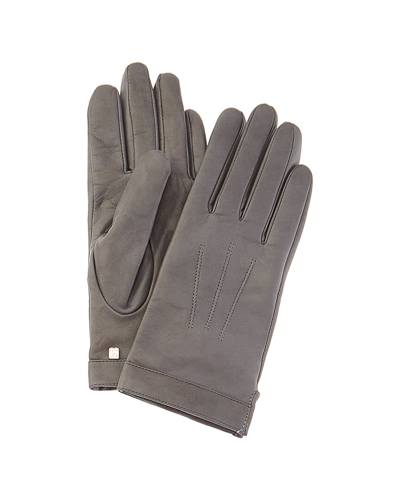 Bruno Magli Logo Cuff Cashmere-lined Leather Gloves In Nocolor