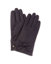 BRUNO MAGLI KNOTTED BOW CASHMERE-LINED LEATHER GLOVES