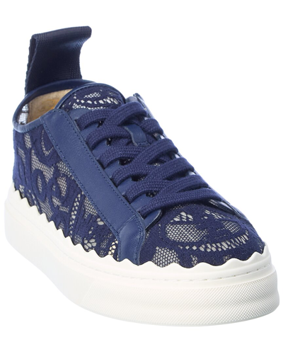 Chloé Lauren Logo Lace Low-top Sneakers In Blue