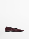 MASSIMO DUTTI CRACKLED LEATHER BALLET FLATS