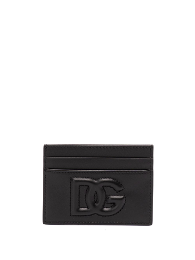 Dolce & Gabbana Card Holder With Dg Logo In Nero