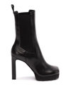 Off-white Smooth Leather Ankle Boots With High Block Heel In Nero