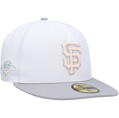 New Era Men's  White, Gray San Francisco Giants 2002 World Series Side Patch Undervisor 59fifty Fitte In White,gray