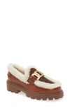 TOD'S GOMMA PES GENUINE SHEARLING TRIMMED LOAFER
