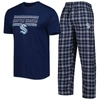Concepts Sport Men's  Navy, Gray Seattle Kraken Badge T-shirt And Pants Sleep Set In Navy