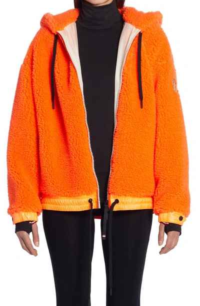 Moncler Hooded Fleece Jacket In Orange
