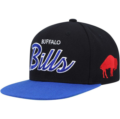 Mitchell & Ness Kids' Youth  Black/royal Buffalo Bills Team Script Snapback Hat