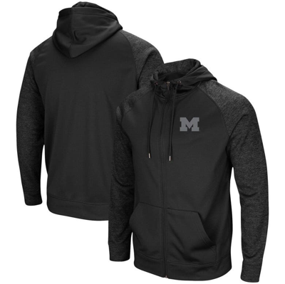 Colosseum Black Michigan Wolverines Blackout 3.0 Tonal Raglan Full-zip Hoodie